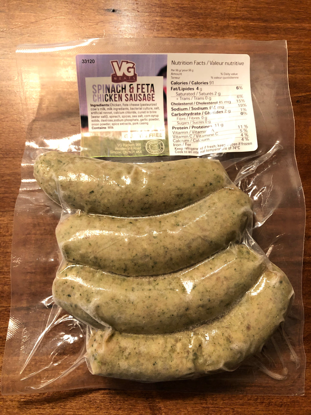 VG Chicken Sausage - Spinach & Feta